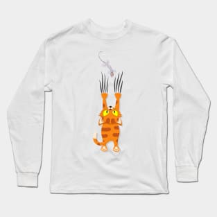 The cat is clinging and scratching Long Sleeve T-Shirt